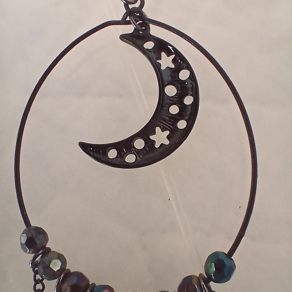 Hot Topic Black Celestial Moon Long Chandelier Dangle Earrings - Picture 4 of 7